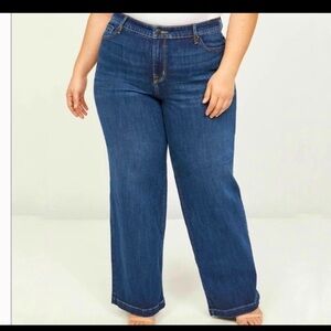NWT LANE BRYANT WIDE LEG MID RISE MEDIUM WASH FLEX MAGIC WAISTBAND JEANS